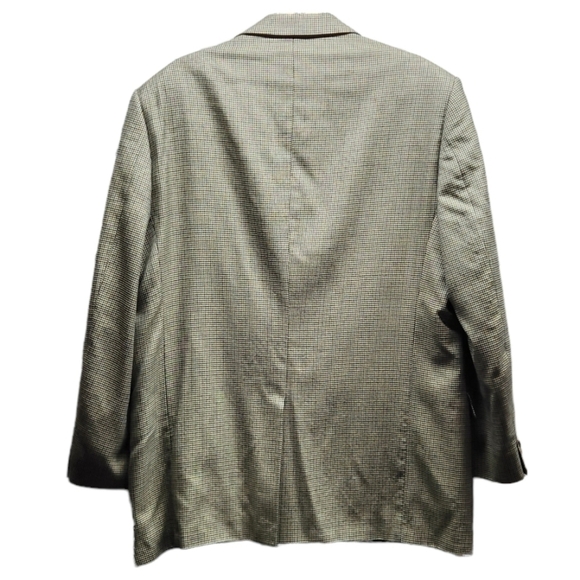 ALAN Flusser 44L Brown Houndstooth 2-Button Blazer Sport Coat Suit Jacket Silk - Picture 3 of 12